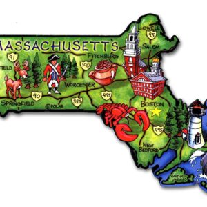 Massachusetts Artwood State Magnet Collectible Souvenir by Classic Magnets