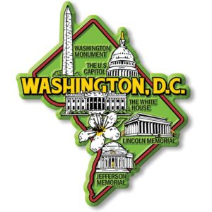 washington, d.c. colorful state magnet by classic magnets, 3.4" x 4", collectible souvenirs made in the usa