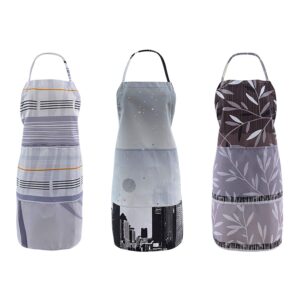 fbts basic pack of 3 adjustable aprons for women and men, water resistant aprons with 2 pockets for kitchen cooking baking housework bbq drawing