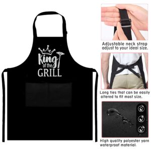 GEMHOPE Funny Aprons for Men King of the Grill BBQ Grilling Aprons with Pockets Cooking Aprons Birthday Father’s Day Husband Dad Gifts (Black)