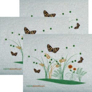 3 spring butterflies set of 3 each swedish dishcloths | eco friendly absorbent cleaning cloth | reusable cleaning wipes