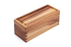 ironwood gourmet acacia wood recipe box, double compartment, for 3" x 5" cards