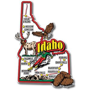idaho jumbo state magnet by classic magnets, 3.1" x 4.5", collectible souvenirs made in the usa