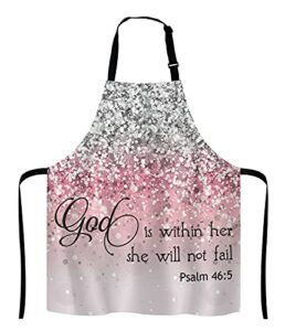 lefolen psalm 46:5 god is within her,she will not fall- bible verse apron home kitchen waterproof cooking baking gardening for women men