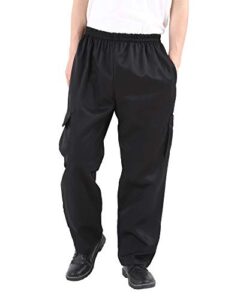 men's and women's black baggy chef's pants floral restaurant work pants and kitchen uniform cargo style chef pants m
