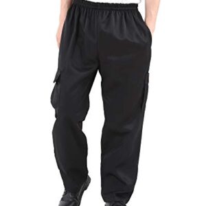 Men's and Women's Black Baggy Chef's Pants Floral Restaurant Work Pants and Kitchen Uniform Cargo Style Chef Pants M