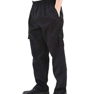 Men's and Women's Black Baggy Chef's Pants Floral Restaurant Work Pants and Kitchen Uniform Cargo Style Chef Pants M