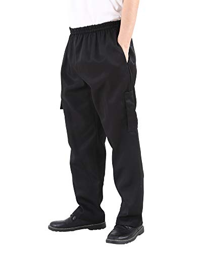 Men's and Women's Black Baggy Chef's Pants Floral Restaurant Work Pants and Kitchen Uniform Cargo Style Chef Pants M