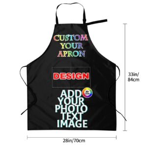 kioskbanks Custom Apron Personalized Chef Aprons for Women Men with Pockets Customized Name Text Logo Photo Picture Cooking Apron