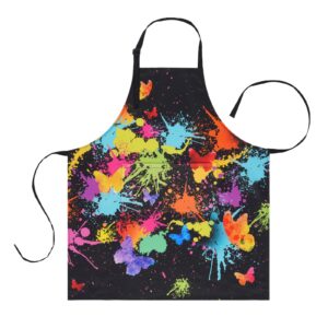 ASPMIZ Artist Painting Apron for Adults, Colorful Art Cooking Aprons, Waterproof Kitchen Bib Apron with Pockets, Adjustable Kitchen Aprons for Men Women Chef Gardening Baking, 27.6" x 31.5", Black