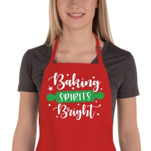 saukore funny christmas baking aprons for women men adjustable kitchen cooking aprons with 2 pockets cute thanksgiving xmas apron gift for bakers - baking spirits bright