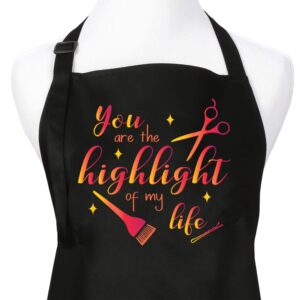 plum hill you are the highlight of my life hair stylist apron for salon or home hair cutting (sunset)