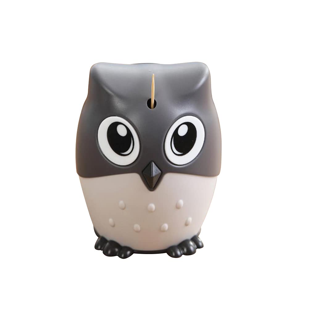 Hyever Pop-Up Toothpick Holder Automatic Toothpick Dispenser Cute Owl Design Toothpick Holder Funny for Table, Restaurant, Kitchen and Party (Dark Grey)