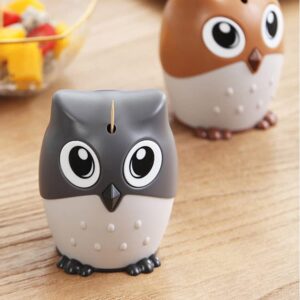 Hyever Pop-Up Toothpick Holder Automatic Toothpick Dispenser Cute Owl Design Toothpick Holder Funny for Table, Restaurant, Kitchen and Party (Dark Grey)