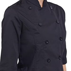 Women's Lovely Chef Coat Lightweight Slim Chef Jacket 3/4 Sleeve Kitchen Chef Uniform Black