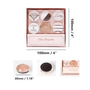 MEI YI TIAN Rose Gold Fridge Magnets Round Glass Magnets for Decorative Refrigerator, Dry Erase Board, Whiteboard Calendar Maps, 30mm(1.18") 6pcs/Pack