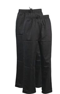 leqc 2-pack essential baggy classic black chef pants (large)