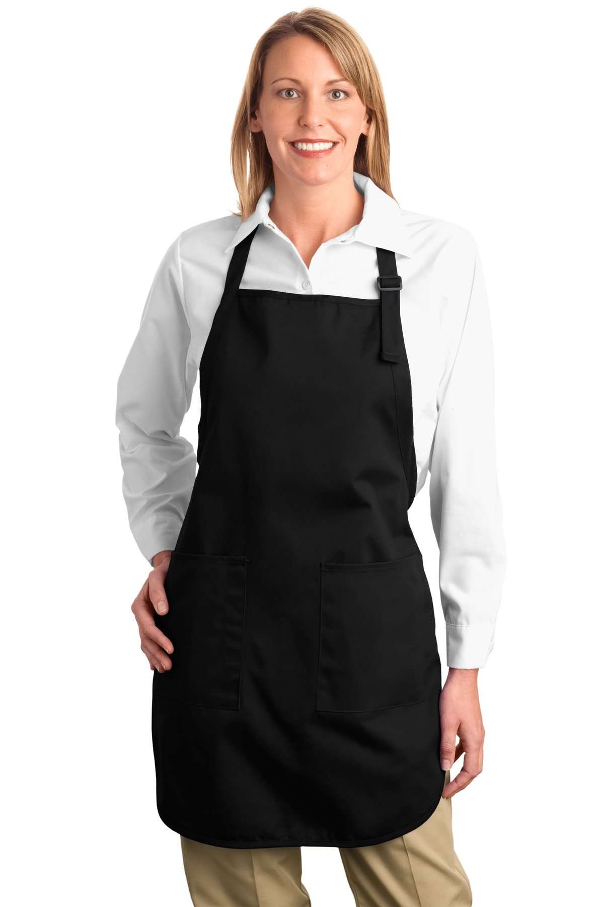 Port Authority - Full Length Apron with Pockets. A500 - Black_OSFA