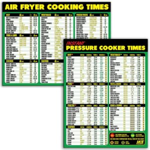 air fryer cooking times and instant pot magnetic cheat sheet combination bundle - extra large easy to read 11” x 8.5” reference guides for air frying and instant pot pressure cooking