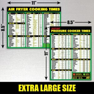 Air Fryer Cooking Times and Instant Pot Magnetic Cheat Sheet Combination Bundle - Extra Large Easy to Read 11” x 8.5” Reference Guides for Air Frying and Instant Pot Pressure Cooking