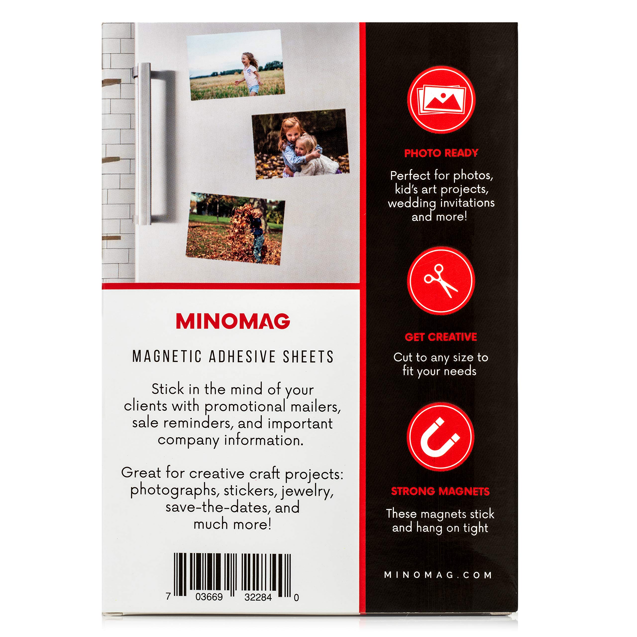 Minomag 4x6 inch Magnetic Adhesive Sheets 24 Pack | Strong Magnetic Sheets with Adhesive Backing for Refrigerator Photo Magnets and Save The Date Magnets