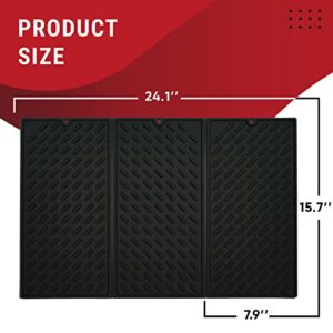 Foldable Dish Drying Mats for Kitchen Counter 16x24 - Non Slip Silicone Mat Black - Trifold Dish Mat Drying Kitchen Mat - Silicone Heat Resistant Mat - Silicone Dish Drying Mat