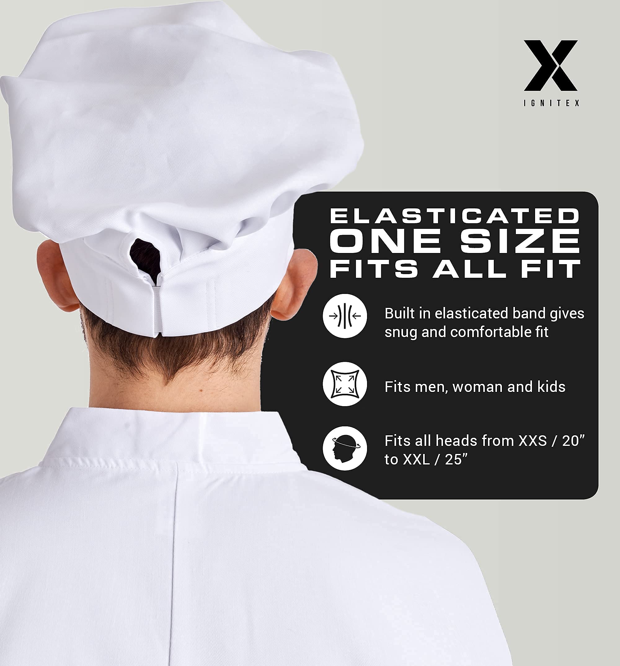 Chef Hat for Men and Women - Cute Chef Hats for Adults, The Perfect Pizza Chef Hat, Mens Chef Hat White