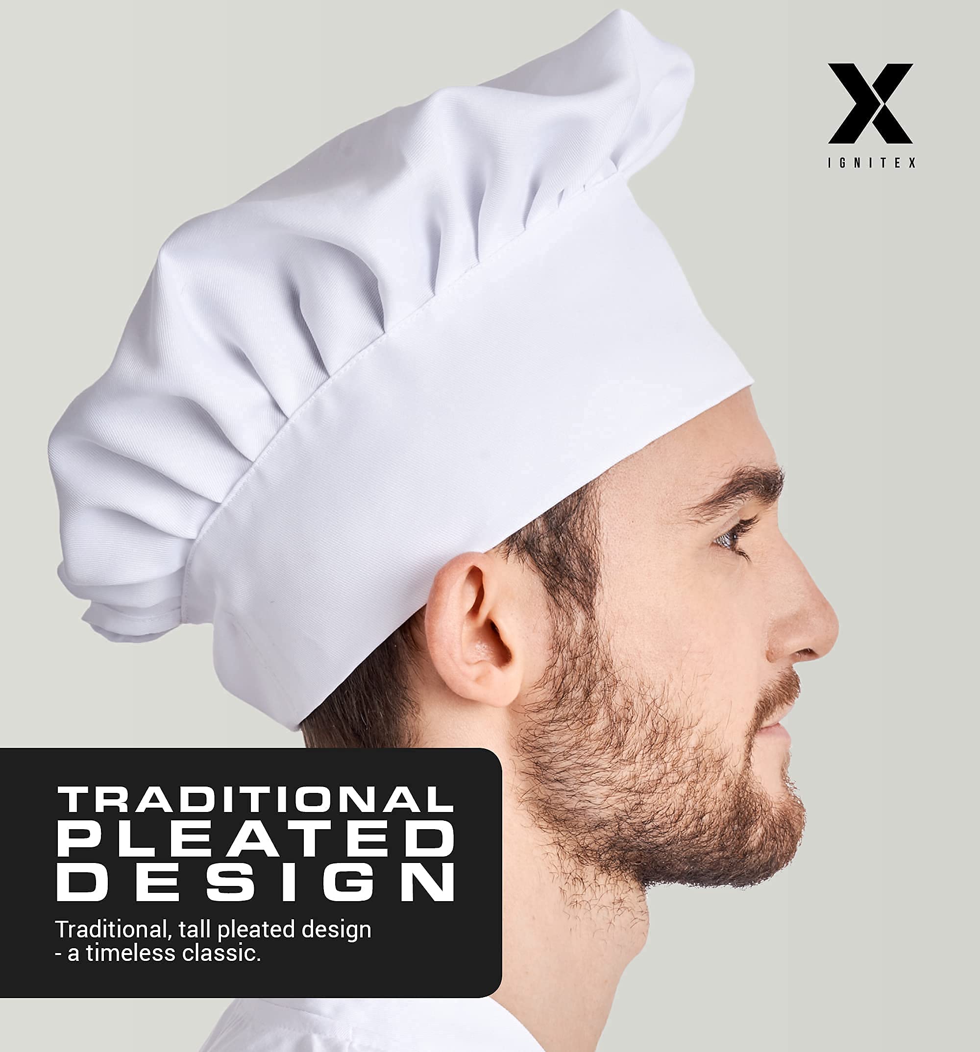 Chef Hat for Men and Women - Cute Chef Hats for Adults, The Perfect Pizza Chef Hat, Mens Chef Hat White