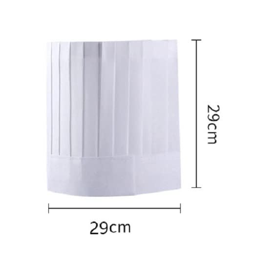 Hyzrz 20 Pack Disposable Non-Woven Paper Fiber Chef Hats for Kids, Child, Adults, Adjustable Unisex White Kitchen Caps Bulk Set (Flat, Tall)