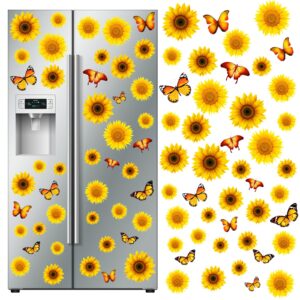 45 pieces butterfly sunflower magnet car refrigerator magnets removable butterfly sunflower kitchen decor and accessories cute flower magnets vintage magnets for whiteboard home office