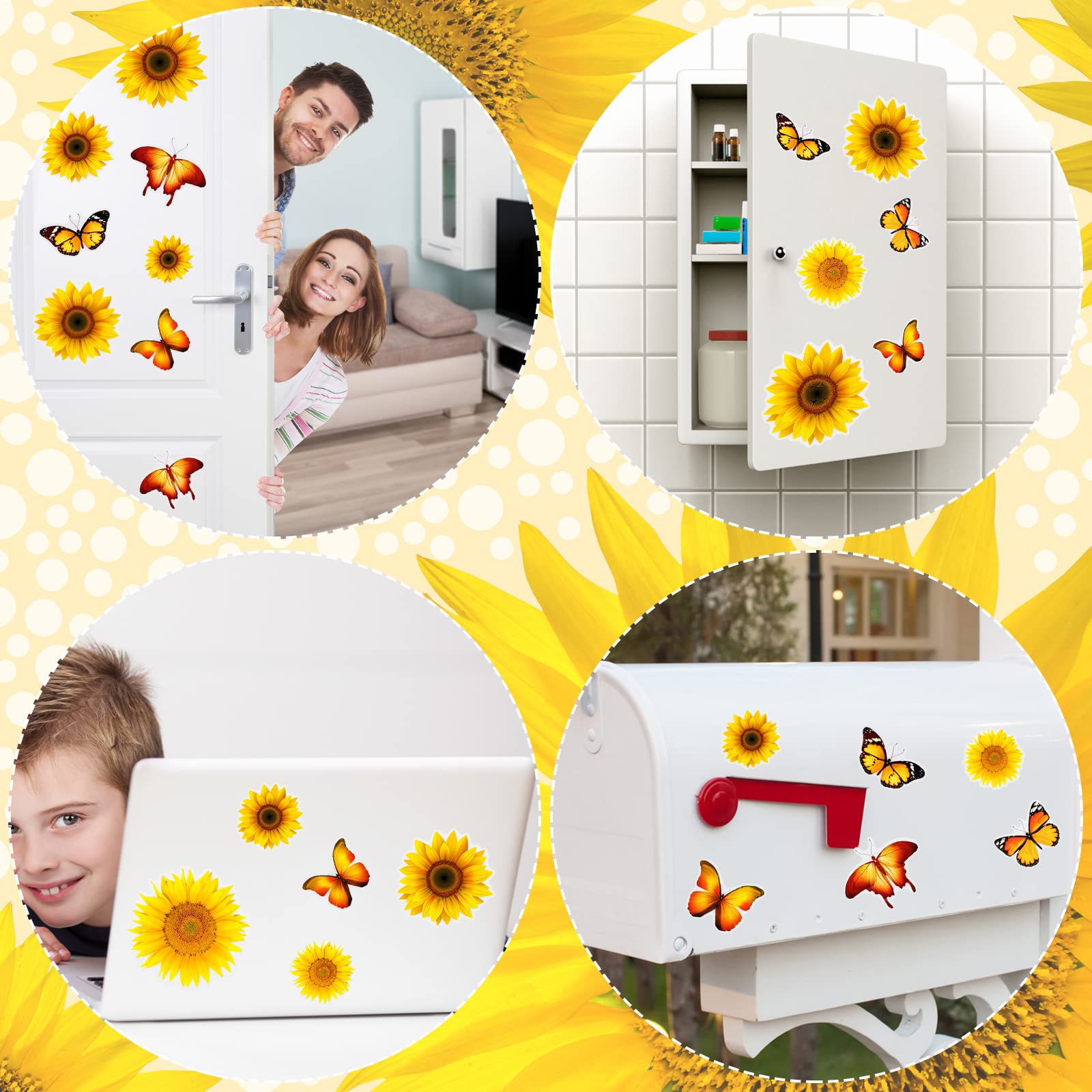 45 Pieces Butterfly Sunflower Magnet Car Refrigerator Magnets Removable Butterfly Sunflower Kitchen Decor and Accessories Cute Flower Magnets Vintage Magnets for Whiteboard Home Office