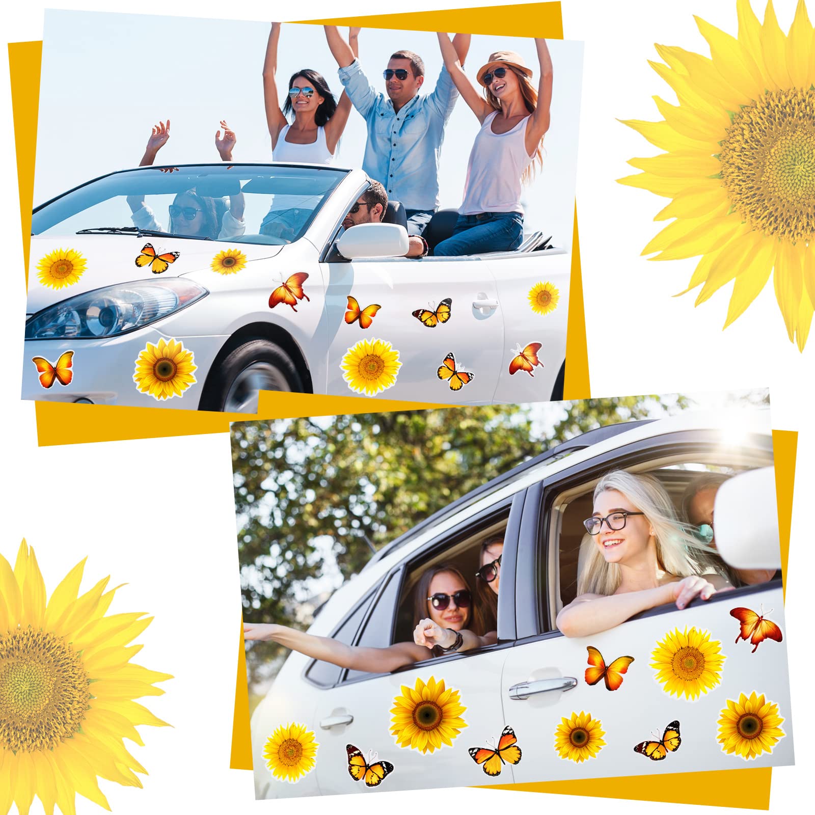 45 Pieces Butterfly Sunflower Magnet Car Refrigerator Magnets Removable Butterfly Sunflower Kitchen Decor and Accessories Cute Flower Magnets Vintage Magnets for Whiteboard Home Office