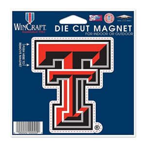 wincraft ncaa texas tech university die cut magnet, 4.5" x 6"