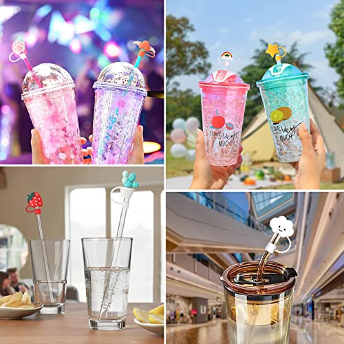 AUGSUN 8Pcs Straw Covers, Straw Tips Cover Reusable Drinking Straw Toppers, Glass Straws Protector Silicone Cloud Shape Straw Caps for 6-8mm Straws