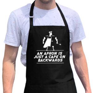 ApronMen, Just a Cape BBQ Grill Adjustable Apron for Men, Black, One Size