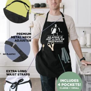 ApronMen, Just a Cape BBQ Grill Adjustable Apron for Men, Black, One Size