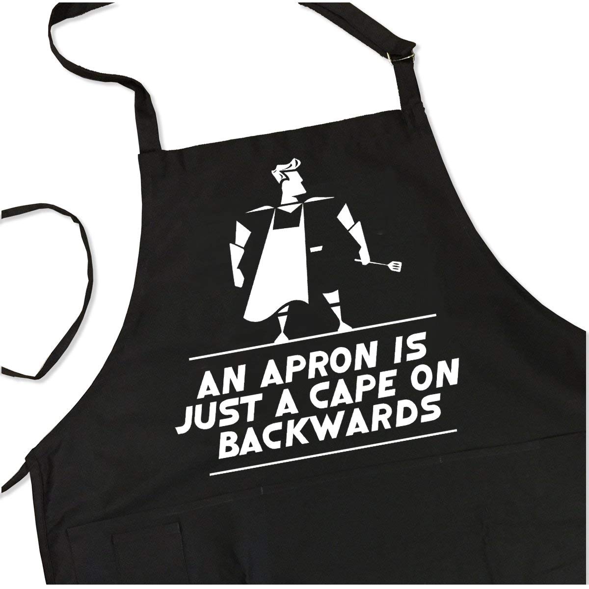 ApronMen, Just a Cape BBQ Grill Adjustable Apron for Men, Black, One Size