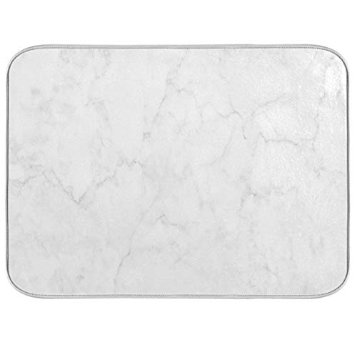 ATTX White Marble Dish Drying Mat for Kitchen, Easy Clean Dishwasher Safe Heat Resistant Eco-Friendly Countertop Mat, Christmas Decor 16 X 18 inches