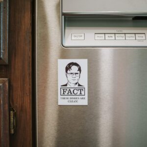 Clean Dirty Dishwasher Magnet, Dwight Schrute FACT Pervert, The Office TV Show, and Sticker