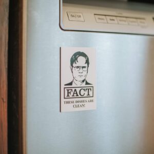 Clean Dirty Dishwasher Magnet, Dwight Schrute FACT Pervert, The Office TV Show, and Sticker