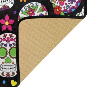 Anti Fatigue Kitchen Floor Mat, 39 x 20 In Sugar Skull Non Slip Absorbent Comfort Modern Standing Mat Soft Kitchen Runner Rug for Hallway Entryway Bathroom Living Room Bedroom Halloween Ghost