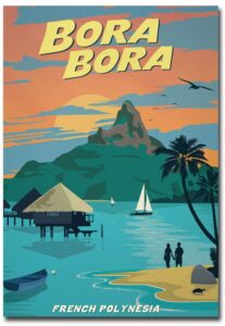 bora bora french polynesia travel vintage art refrigerator magnet size 2.5" x 3.5"