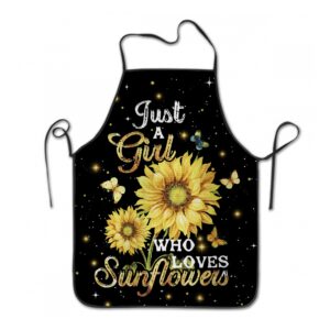 Just A Girl Who Loves Sunflower Aprons Cute Floral Apron for Women Waterproof