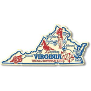 Virginia Giant State Magnet by Classic Magnets, 5.5" x 2.6", Collectible Souvenirs Made in The USA