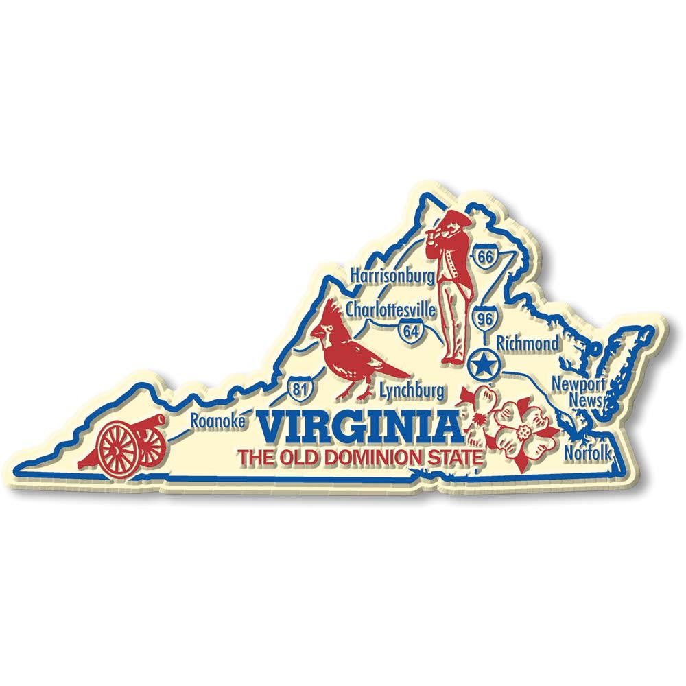 Virginia Giant State Magnet by Classic Magnets, 5.5" x 2.6", Collectible Souvenirs Made in The USA