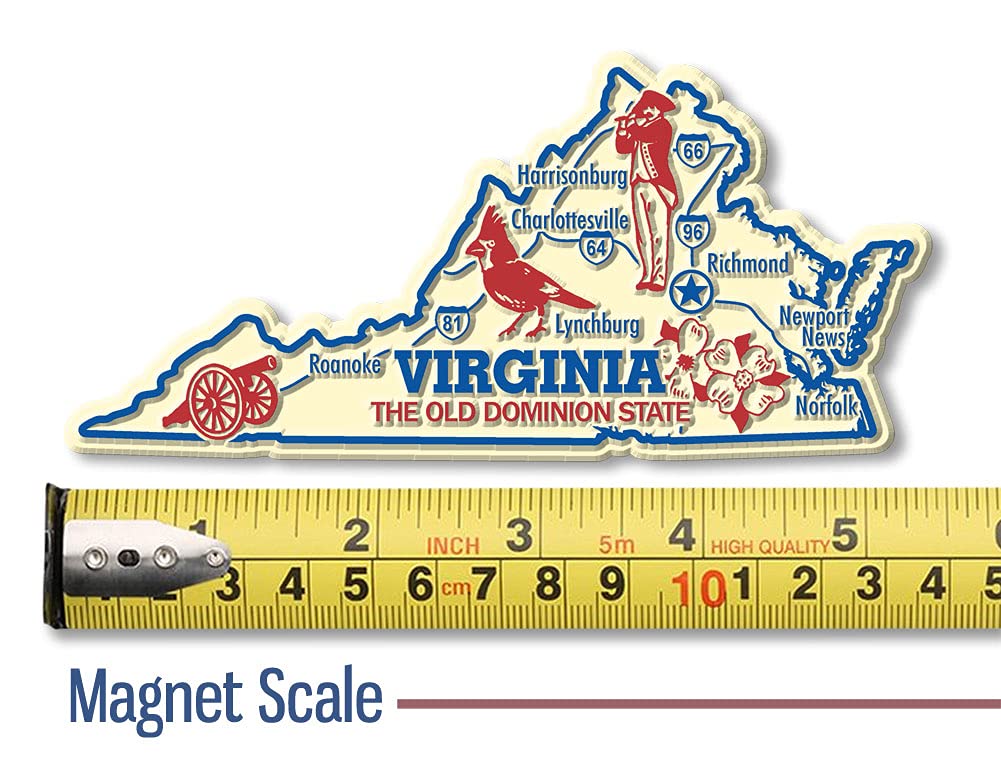 Virginia Giant State Magnet by Classic Magnets, 5.5" x 2.6", Collectible Souvenirs Made in The USA