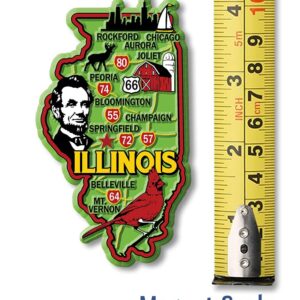 Illinois Colorful State Magnet by Classic Magnets, 2.3" x 4", Collectible Souvenirs Made in The USA