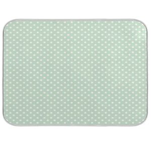 mint green polka dots dish drying mat 16x18 for kitchen counter cute pastel microfiber dishes pad dish drainer rack mats absorbent coffee bar mats quick drying kitchen accessories