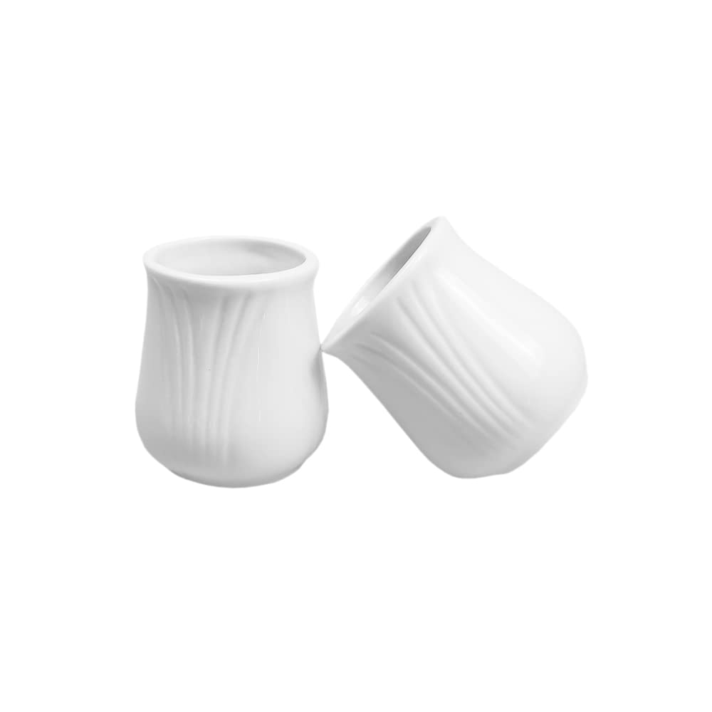 Sizikato 2pcs Simple Pure White Flower Shape Ceramic Toothpick Holder.