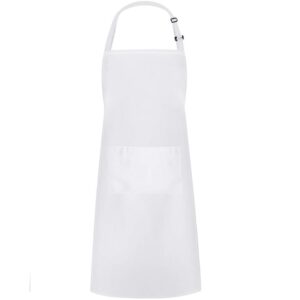 hyzrz adjustable bib apron waterdrop resistant with 2 pockets cooking kitchen aprons for women men chef, white